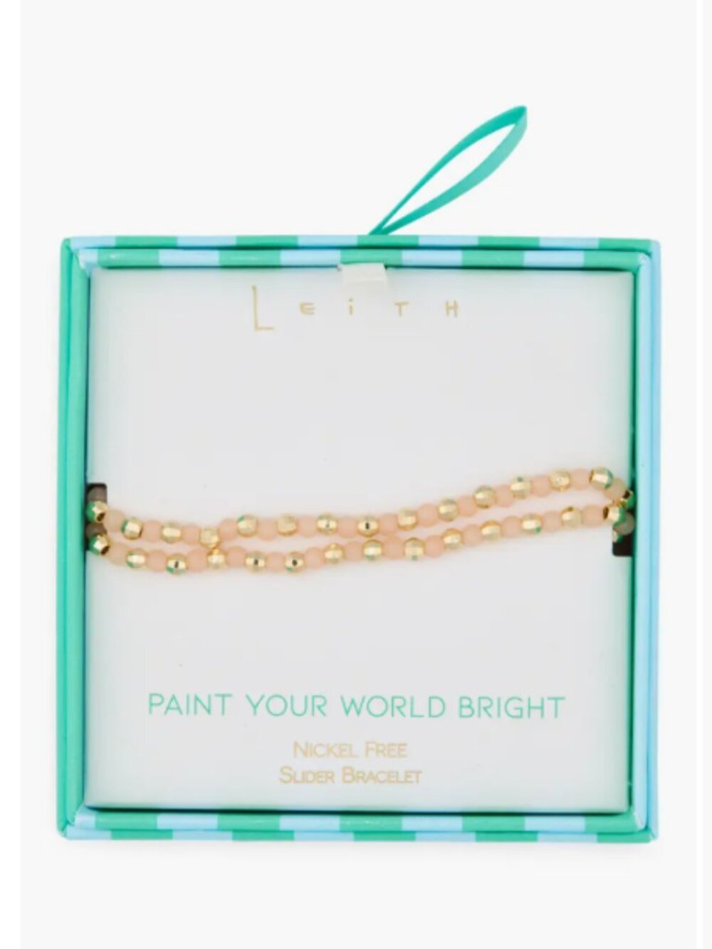 Leith Beaded 2-Row Slider Bracelet - Peach/Gold